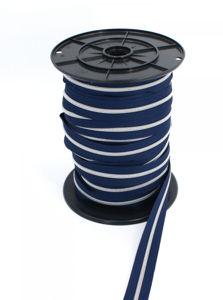 Endlosreißverschluss metallisiert marineblau/ silber (1m)